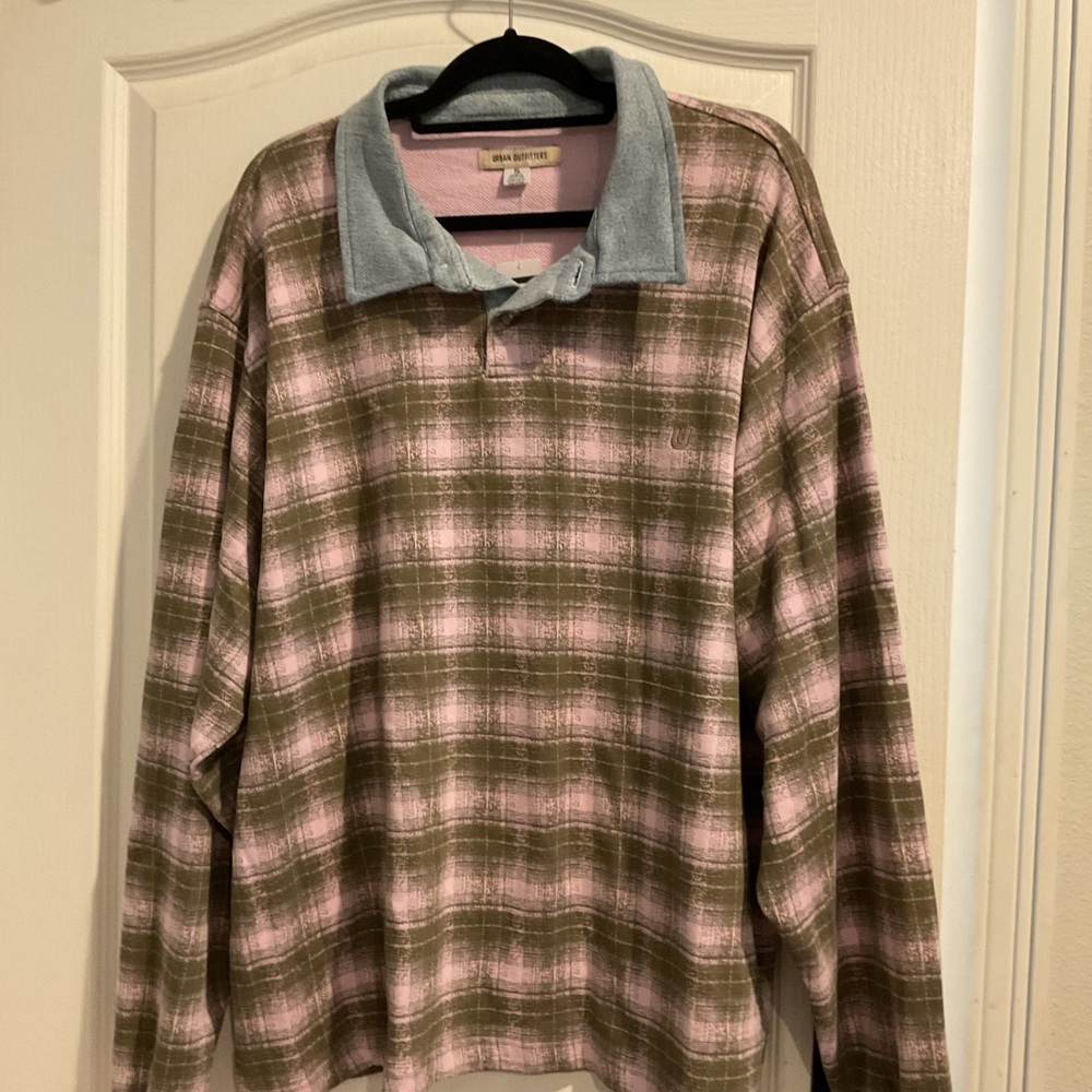 Urban Outfitters Pink and Olive Plaid Shirt